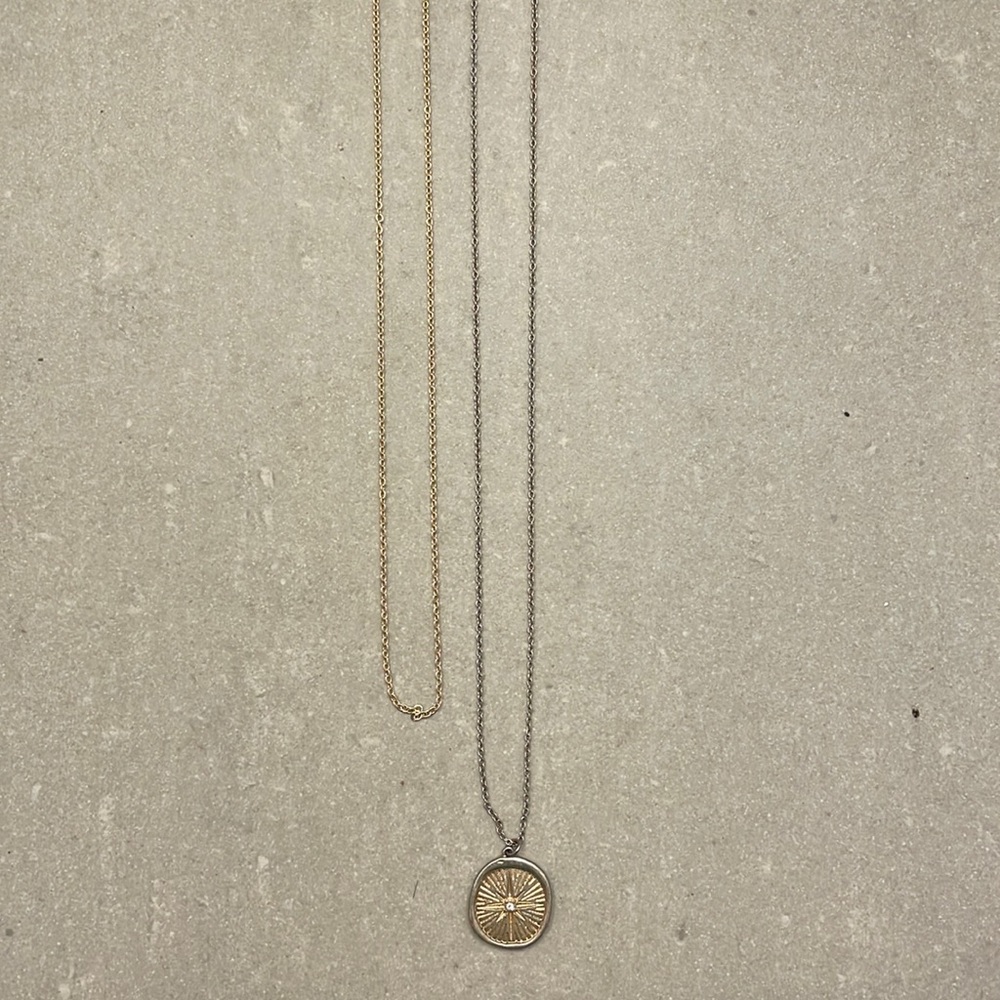 Free People Gold Compass Rose Pendent Necklace